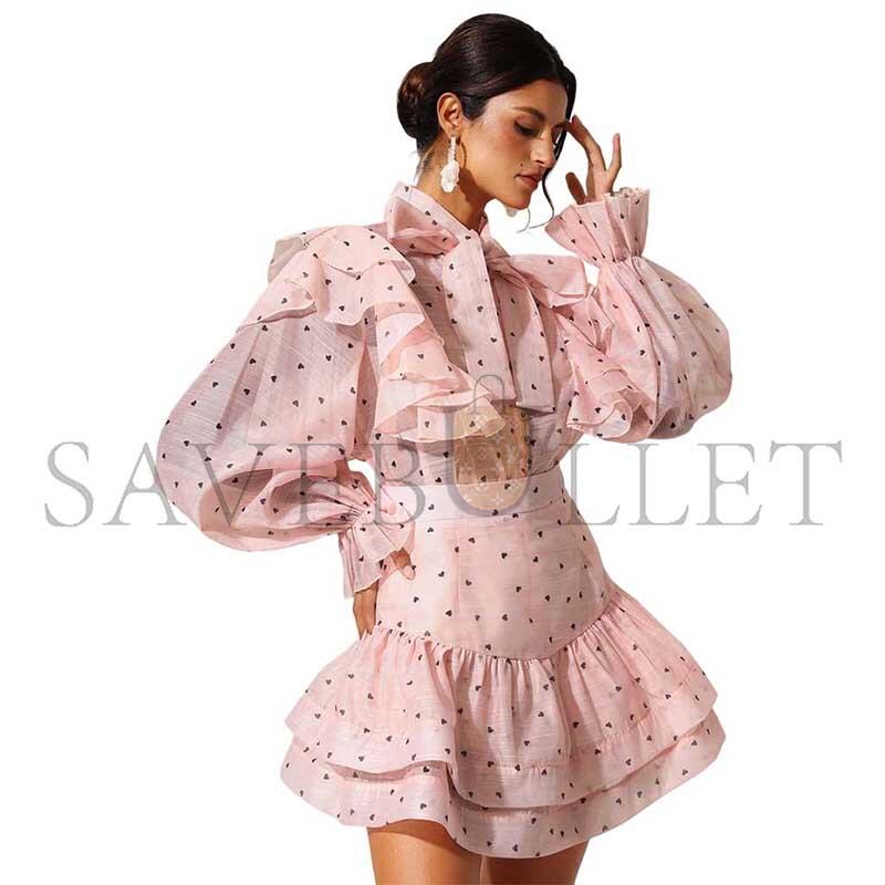 BELLA BARNETT SAHARA RUFFLEDE DOT PRINTED BOWKNOT TOP AND SKIRT TWO-PIECE SET 